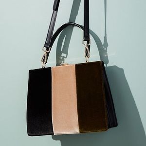 Colorblock velvet tote bag